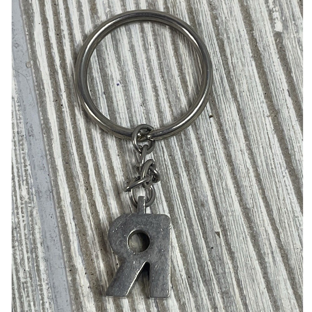Silver Tone Metal Initial Letter R Block Charm Keychain Accessory - Picture 3 of 6